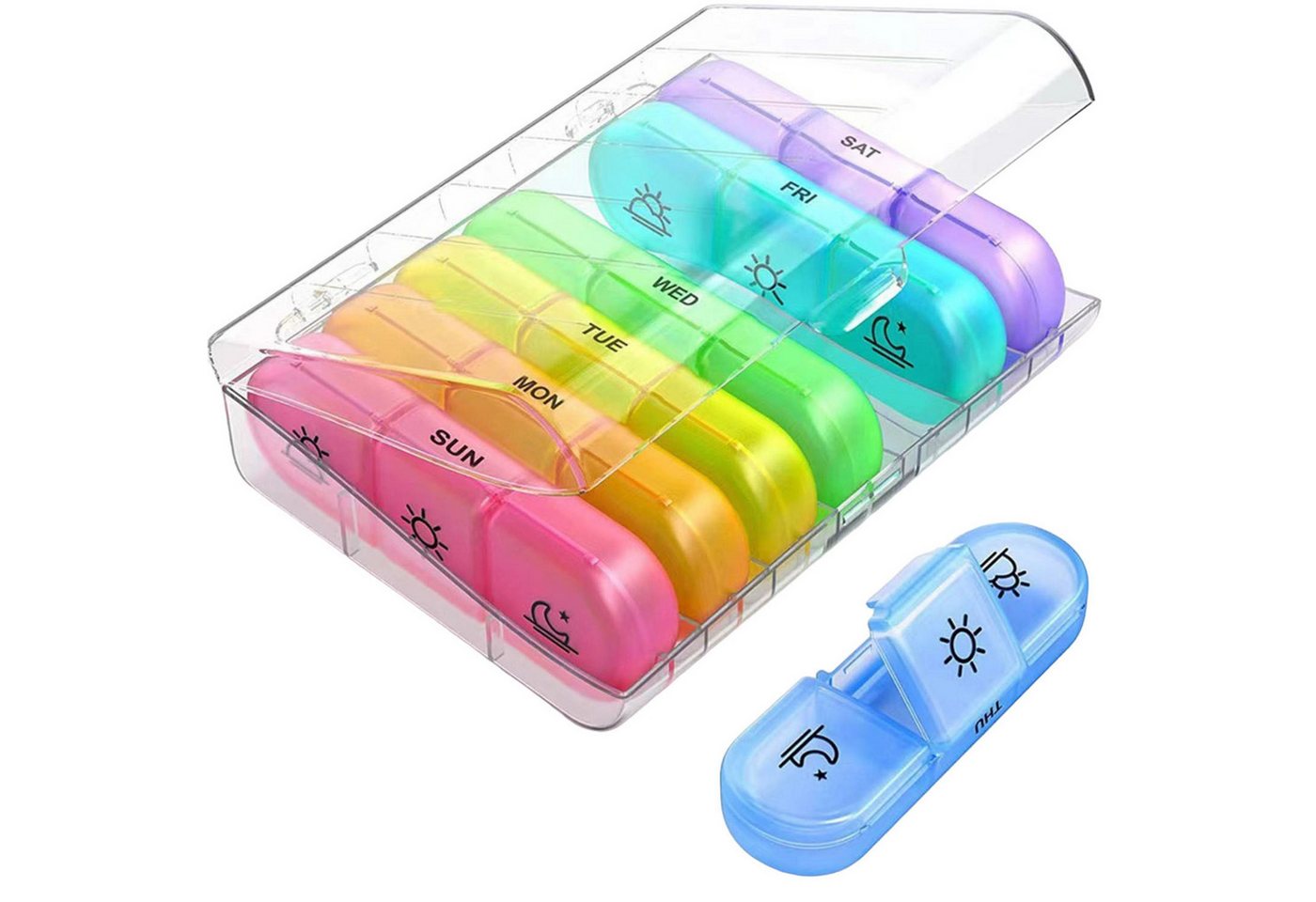 MAGICSHE Pillendose Tablettenbox für 7 Tage, je 3 Fächer pro Tag von MAGICSHE