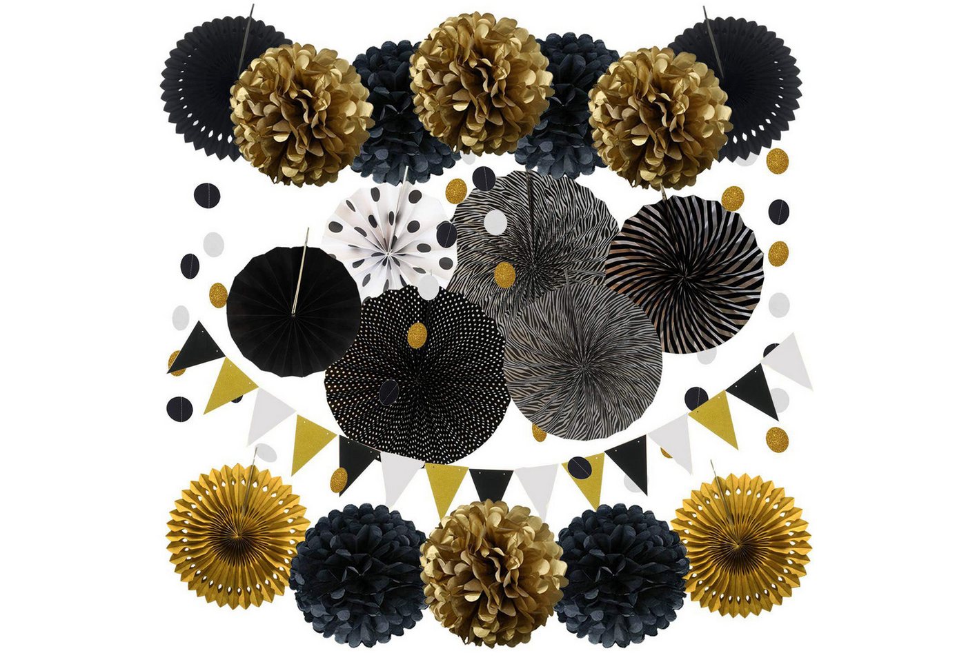 MAGICSHE Pompon Bunte Papier Fan Blume Papier Ball Set, Seidenpapier Pompons Deko von MAGICSHE