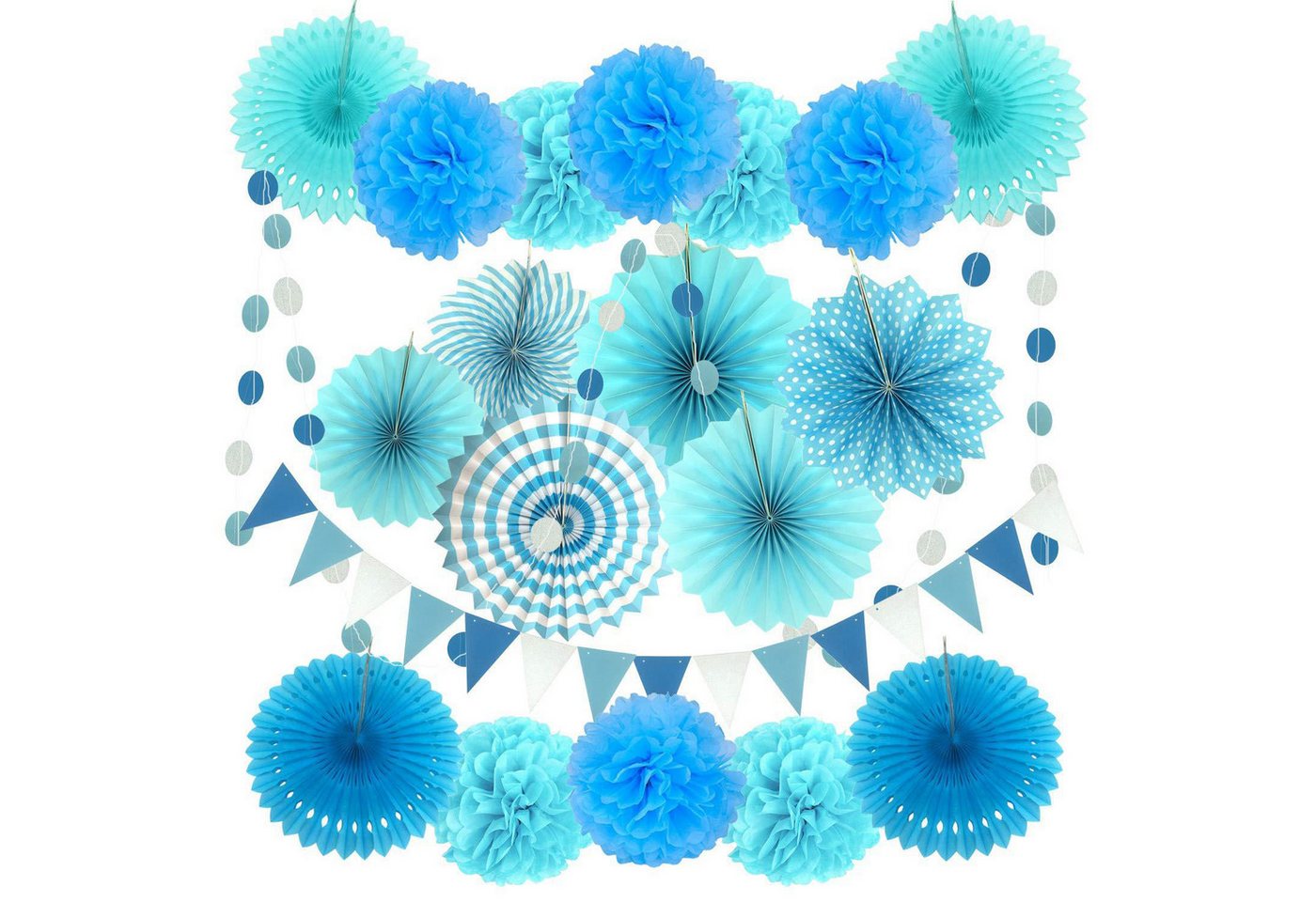 MAGICSHE Pompon Bunte Papier Fan Blume Papier Ball Set, Seidenpapier Pompons Deko von MAGICSHE