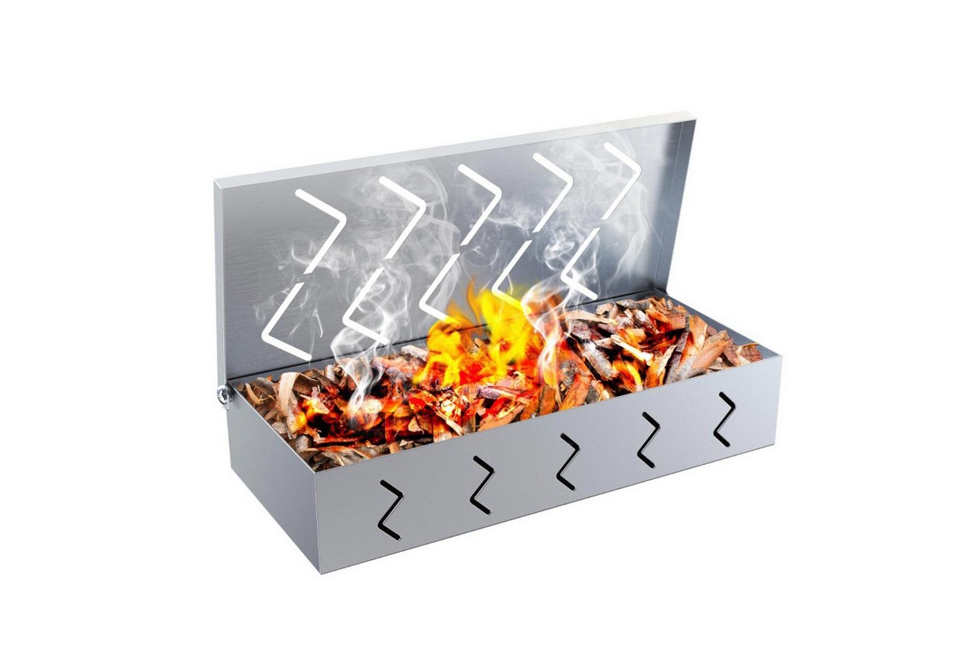 MAGICSHE Räucherbox Edelstahl Grill-Räucherbox Grillzubehör (1-tlg) für hölzernes Rauchen und Grillgeschmack von MAGICSHE