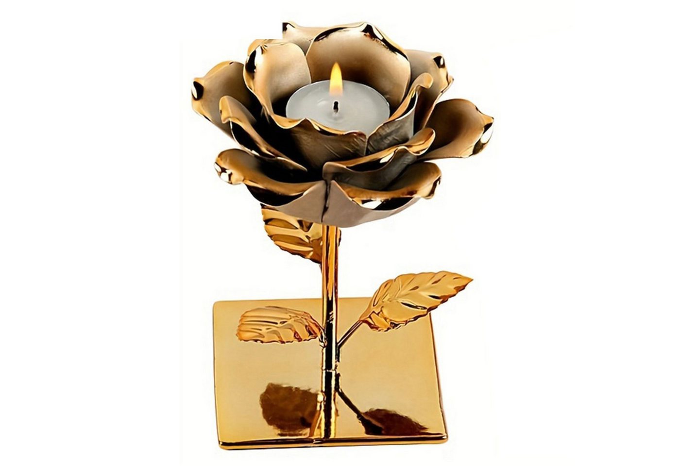 MAGICSHE Teelichthalter Lotusform Teelichthalter Kerzenständer, Rose Blumen Teelichthalter,Silber/Gold von MAGICSHE