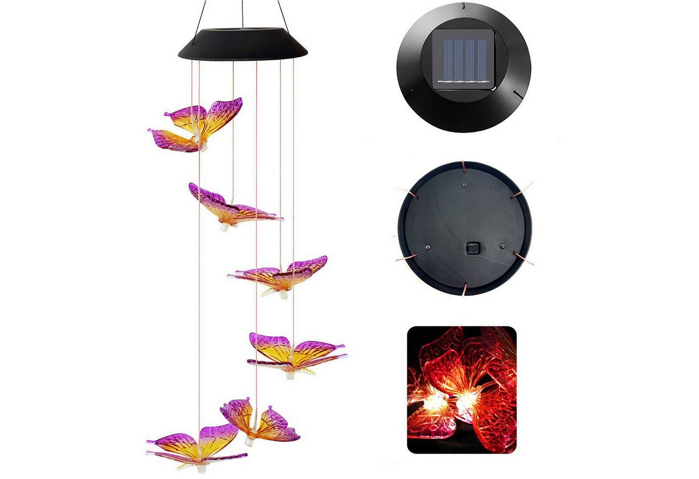 MAGICSHE Windspiel LED Solarleuchte Solar Schmetterling Gartendeko von MAGICSHE