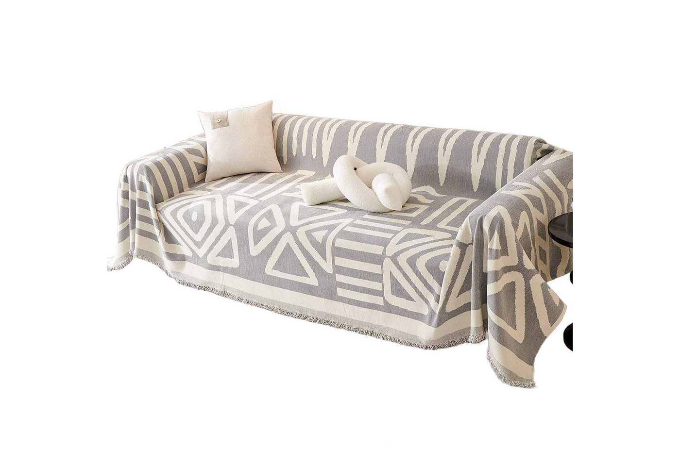 Sofahusse Samt Sofabezug Wendbar Boho Sofa-Schonbezug mit Quaste, MAGICSHE von MAGICSHE