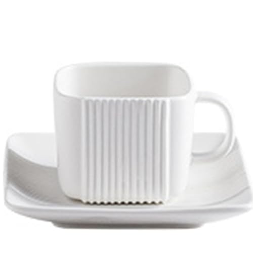 MAGICVOGEL 120ml Espressotasse mit Untertasse Set Keramik Kaffeetasse Set Retro Handmade Mokkatasse Cappuccinotasse für Kaffee, Americano, Latte, Café Mocha,Tee (Weiß) von MAGICVOGEL