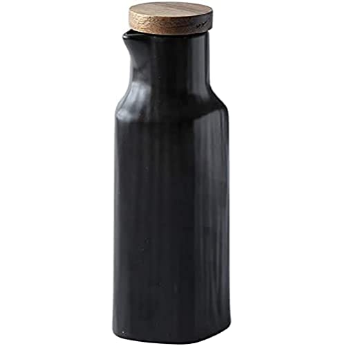 MAGICVOGEL 300ml Ölspender Keramik Olivenölspender Essigflasche Essigspender Küche Sojasauce Spender Staubdicht Ölbehälter mit Deckel (Schwarz) von MAGICVOGEL