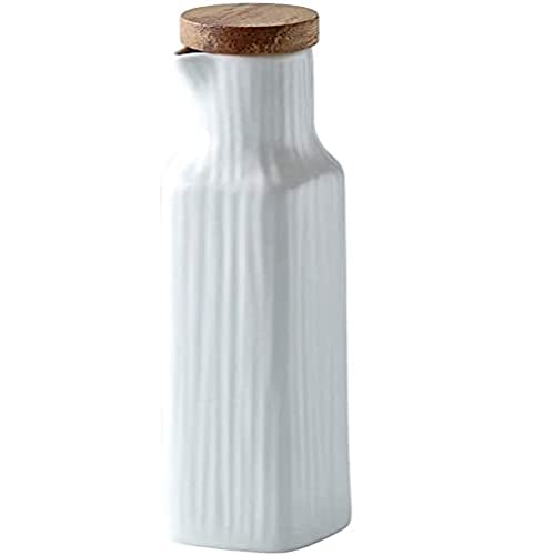 MAGICVOGEL 300ml Ölspender Keramik Olivenölspender Essigflasche Essigspender Küche Sojasauce Spender Staubdicht Ölbehälter mit Deckel (Weiß) von MAGICVOGEL