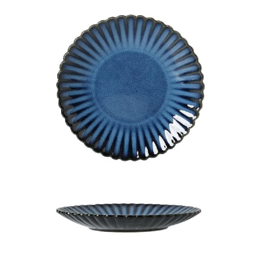 MAGICVOGEL Essteller Steingut Frühstücksteller Pastateller Kuchenteller Speiseteller Café Restaurant Servierteller für Pasta Salat Steaks Dessert Kuchen (Farbverlauf-Blau, 20.5cm) von MAGICVOGEL