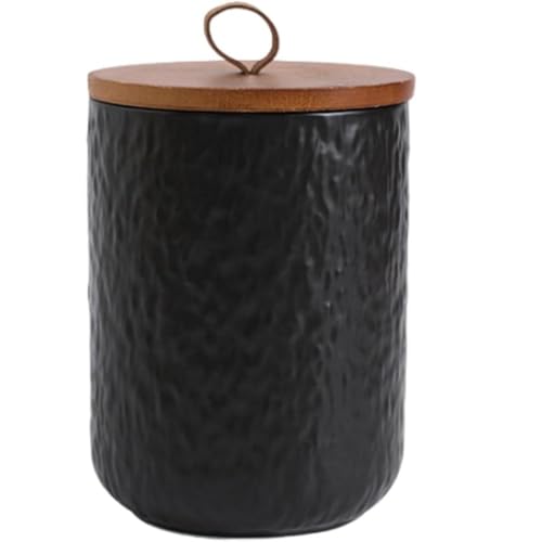 MAGICVOGEL Keramik Vorratsdose Lebensmittel Kaffeebohnen Behälter Keksdose Gewürzgläser mit Luftdicht Deckel Kaffeedose für Tee Zucker Kaffee Bohnen Nüsse Gewürze (Schwarz, 800ml) von MAGICVOGEL