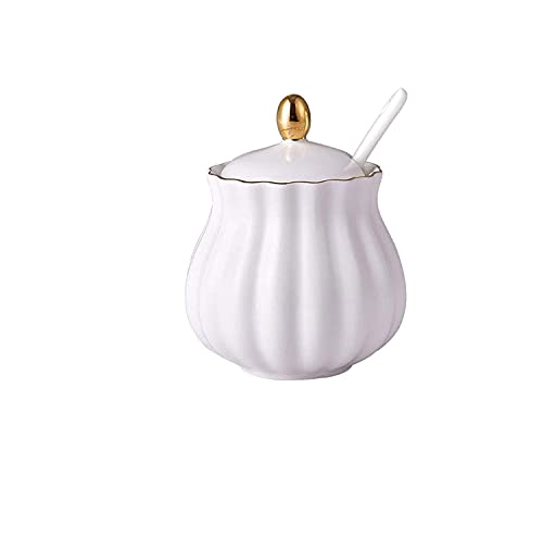 MAGICVOGEL Keramik Zuckerdose Salzdose mit Deckel Gewürzdose Gewürzbehälter Salzbehälter für Küche Café (Weiß) von MAGICVOGEL