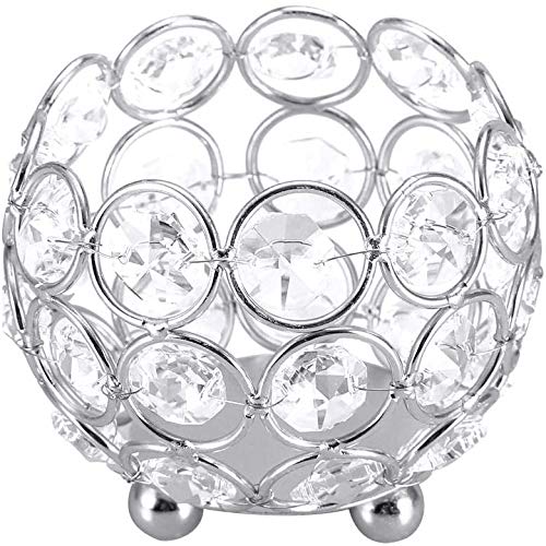 MAGICVOGEL Kristall Kerzenhalter Silber Teelichthalter Modern Kerzenständer Tischdeko Kerzen Halterung für Hochzeit Jubiläumsfeier Geburtstag Weihnachten Party Zuhause (8x7cm) von MAGICVOGEL