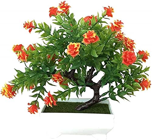 MAGICVOGEL Kunstblumen künstliche Baum klein Topfpflanzen künstliche Rosen Mini Zimmerpflanzen Kunstbonsai 20x11cm (Orange) von MAGICVOGEL