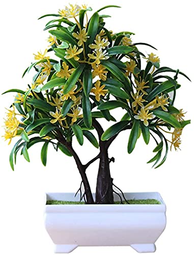 MAGICVOGEL Kunstpflanze im Topf Künstliche Pflanzen Kunstbonsai Kunststoff Topfpflanze Zimmerpflanzen Künstliche Topfblumen (Gelb) von MAGICVOGEL