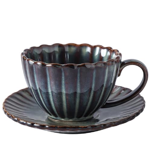 MAGICVOGEL Porzellan Kaffeetasse mit Unterteller 210ml Cappuccinotasse Farbverlauf Mokkatasse Espressotasse Kaffeeservice für Frau Oma Mädchen Kollegen Freunde (Grün) von MAGICVOGEL