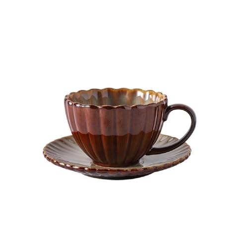 MAGICVOGEL Porzellan Kaffeetasse mit Unterteller 210ml Cappuccinotasse Farbverlauf Mokkatasse Espressotasse Kaffeeservice für Frau Oma Mädchen Kollegen Freunde (Orangerot) von MAGICVOGEL