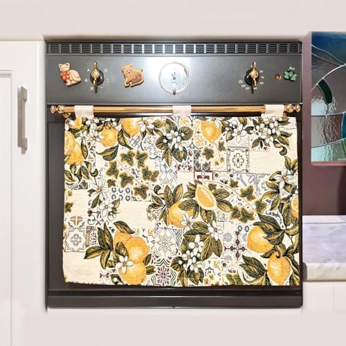 MAGIE DI CASA Backofen- und Herd-Abdeckung aus Stoff, universelle Küchenabdeckung aus Gobeline-Stoff – Backofenabdeckung Frühling – Made in Italy (LIMONI) von MAGIE DI CASA