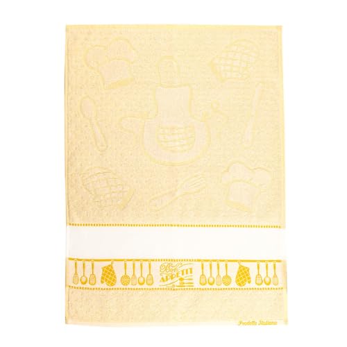 MAGIE DI CASA Bon Appetit Geschirrtuch, 50 x 70 cm, mit Etamin zum Sticken, 100 % Baumwolle, hergestellt in Italien, Gelb MAGIE DI CASA Bon Appetit Geschirrtuch, 50 x 70 cm, mit Etamin zum Sticken, 100 % Baumwolle, hergestellt in Italien, Gelb von MAGIE DI CASA
