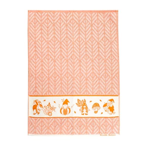 MAGIE DI CASA GNOMI Geschirrtuch 50 x 70 cm mit Ethamin zum Besticken - 100% Baumwolle - Made in Italy (Orange) von MAGIE DI CASA