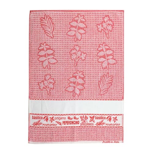 MAGIE DI CASA Geschirrtuch Gewürze 50 x 70 cm mit Ethamin zum Besticken - 100% Baumwolle - Made in Italy (rot) von MAGIE DI CASA