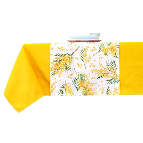 MAGIE DI CASA Tischdecke Frühling Sommer – ideal als Geschenk und Tischdekoration mit Mimosa-Motiven – Made in Italy (MIMOSA, Tischläufer 46 x 140 cm) von MAGIE DI CASA