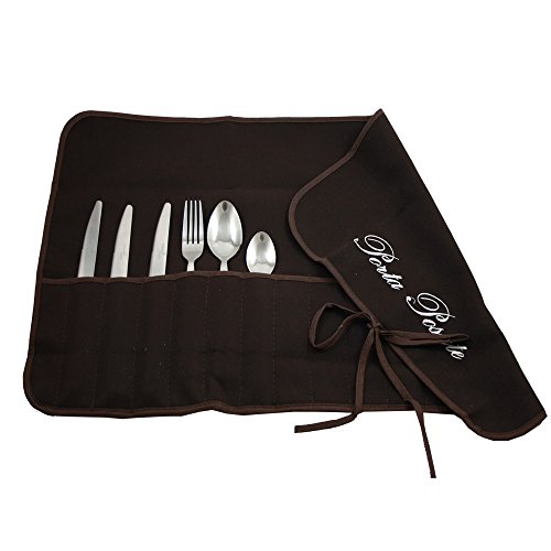 Magie di Casa Besteckhalter aus Stoff, Bestickt, 1 bis 1 verpackt, hergestellt in Italien (braun) von MAGIE DI CASA