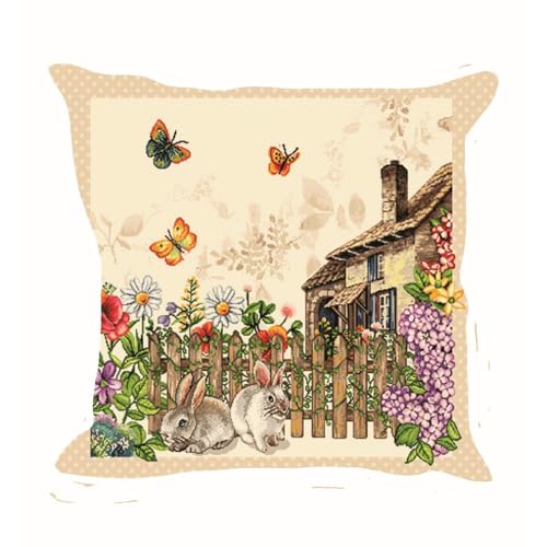 Osterkissen aus Gobeline, Jacquard – Frühling Sommer – Geschenkidee – abnehmbar und waschbar mit weicher Füllung (ALICIA 3) von MAGIE DI CASA