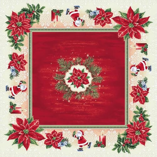 MAGIE DI CASA Weihnachtstischdecken aus Gobeline, mit Jacquardmuster – Weihnachten – ideal als Geschenk und Tischdekoration mit Weihnachtsmotiven – Made in Italy (140 x 140 cm Star) von MAGIE DI CASA