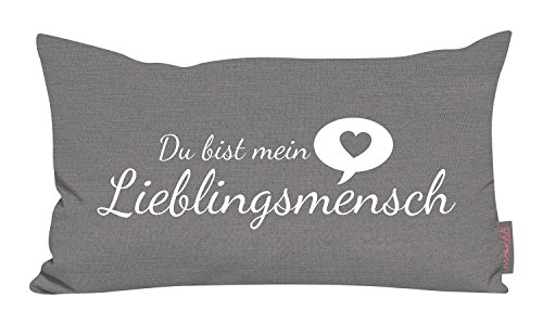 Kissen Lieblingsmensch grau 25x45 cm Made in Germany / Ökotex 100 von MAGMA