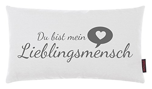 Kissen Lieblingsmensch weiß 25x45 cm Made in Germany/Ökotex 100 von MAGMA