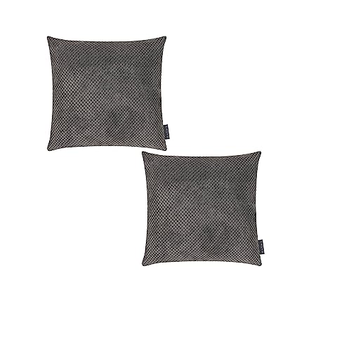 Kissenhülle Kissenbezug Comodo weich plüsch kuschelig Trend dezentes Muster 40x40cm (Mittelgrau) von MAGMA