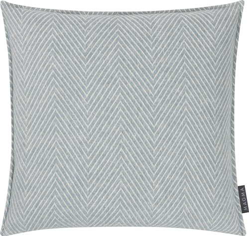 Kissenhülle Kissenbezug Merida mit Stehsaum 45x45cm Flauschjacquard weich Landhausstil Fischgrätmuster mediterran (Himmelblau) von MAGMA