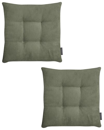 MAGMA 2er Set Inga Stuhlkissen ca. 35x35x5 cm Cordstoff (Dunkelgrün) von MAGMA