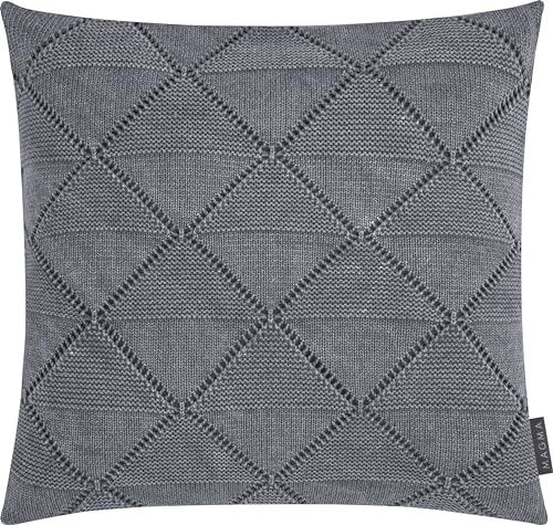 MAGMA Elegante Kissenhülle Kissenbezug Purl Stircklook mit Rautenmuster 50x50cm in trendigen Farben Jacquard Baumwolle Vintage Retro (Anthrazit) von MAGMA