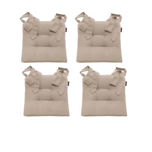 MAGMA Fino Stuhlkissen Sitzkissen Schleifenband Auflage Polster Stuhl Stuhlauflage Rattanstühle extra dick Esszimmerstühle 4er Set Indoor Outdoor (Taupe) von MAGMA