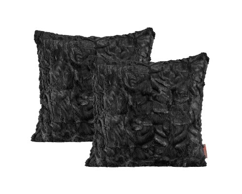 MAGMA Fluffy Kissenhülle ca. 40 x 40 cm kuschelweicher Plüsch in Felloptik 01 Schwarz (2er Set) von MAGMA