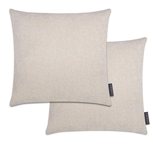 Magma Alfa Kissenbezug 40x40 cm, 2er Set - beige,- samtig weich kuscheliger Velour Look, rechteckiger Kissenbezug, für Wohnzimmer, Schlafzimmer, Büro und Gästezimmer Waschbar von MAGMA