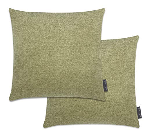 MAGMA Alfa Kissenbezug 40x40 cm, 2er Set- grün,- samtig weich kuscheliger Velour Look, rechteckiger Kissenbezug, für Wohnzimmer, Schlafzimmer, Büro und Gästezimmer Waschbar von MAGMA