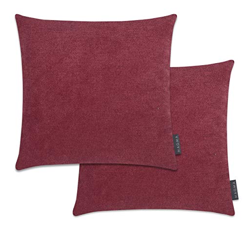 MAGMA Alfa Kissenbezug 40x40 cm, 2er Set - weinrot,- samtig weich kuscheliger Velour Look, rechteckiger Kissenbezug, für Wohnzimmer, Schlafzimmer, Büro und Gästezimmer Waschbar von MAGMA