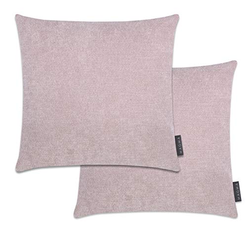 MAGMA Alfa Kissenbezug 50x50 cm, 2er Set - Altrose,- samtig weich kuscheliger Velour Look, rechteckiger Kissenbezug, für Wohnzimmer, Schlafzimmer, Büro und Gästezimmer Waschbar von MAGMA