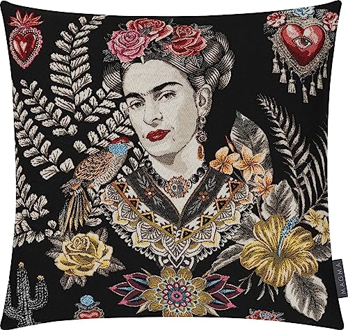 MAGMA Kissenhülle Kissenbezug Frida Kahlo mexikanische Malerin bunt 45x45cm samtig weiche Rückseite Wendekissenhülle von MAGMA