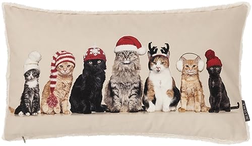 MAGMA Kissenhülle Kissenbezug lustige Katzen Digitaldruck 30x50cm Wendekissenhülle Weihnachten Cats Xmas verkleidete Tiere von MAGMA