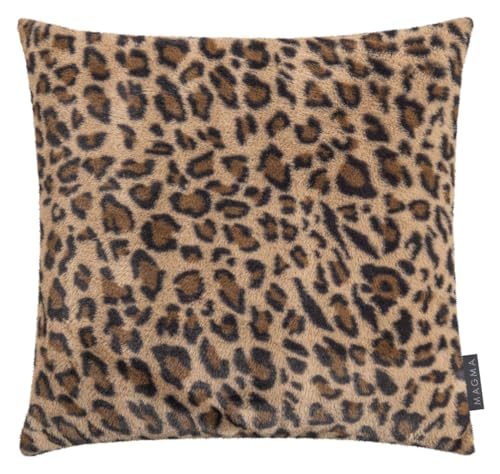 MAGMA Kissenhülle Zierkissenhülle Panther Leopardenmuster Fellimitat weich kuschelig (Beige, 50 x 50 cm) von MAGMA