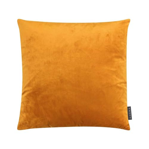 MAGMA Samt Uni Kissenbezug 40x40 cm - senf.- samtig weich kuscheliger Stoff, rechteckiger Kissenbezug, für Wohnzimmer, Schlafzimmer, Büro und Gästezimmer Waschbar von MAGMA