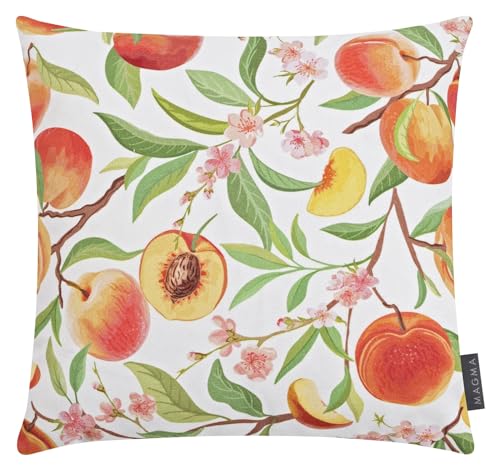 MAGMA Sommerliche Kissenhülle Kissenbezug mit vielen Pfirsichen Bedruckt Frucht Digitaldruck 40x40cm von MAGMA