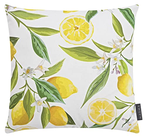 MAGMA Sommerliche Kissenhülle Kissenbezug mit vielen Zitronen Limonen Bedruckt Frucht Digitaldruck 40x40cm von MAGMA