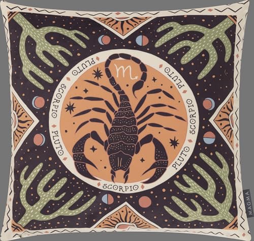 MAGMA Sternzeichen Kissenhülle Tierkreiszeichen beidseitig Bedruckt 45x45cm samtig weich Wendekissenhülle Astrologie (Skorpion) von MAGMA