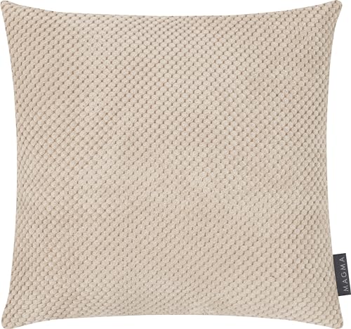 MAGMA Comodo Kissenbezug 40x40 cm - Natur,- samtig weich kuschelig Cord Look, rechteckiger Kissenbezug, für Wohnzimmer, Schlafzimmer, Büro und Gästezimmer Waschbar von MAGMA