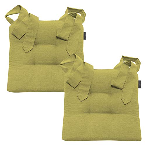 Magma Stuhlkissen mit Schleifenband - FINO Form 37-42cm x 46cm x 7cm - 2er Set - einfarbig - waschbar - viele Farben, Farbe:Magma_grün_030 von MAGMA