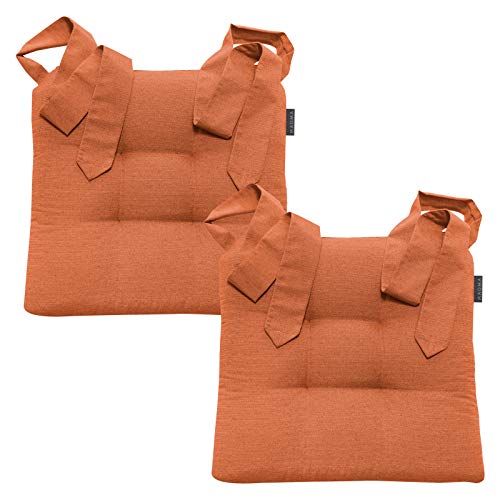 Magma Stuhlkissen mit Schleifenband - FINO Form 37-42cm x 46cm x 7cm - 2er Set - einfarbig - waschbar - viele Farben, Farbe:Magma_orange_042 von MAGMA