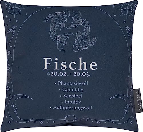 Minikissen Sternzeichen Astrologie 25x25cm Eigenschaften Motiv Geschenk Mitbringsel beidseitig Bedruckt Füllkissen (Fische) von MAGMA