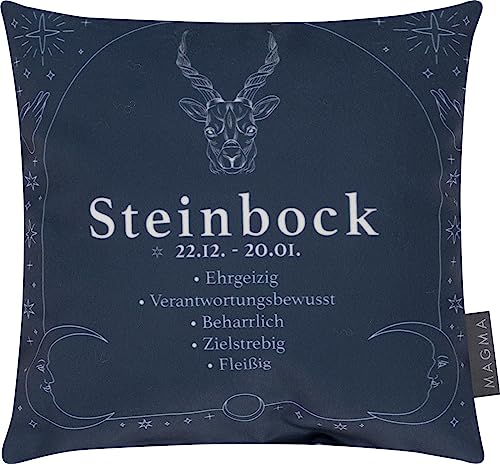 Minikissen Sternzeichen Astrologie 25x25cm Eigenschaften Motiv Geschenk Mitbringsel beidseitig Bedruckt Füllkissen (Steinbock) von MAGMA